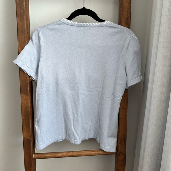 Karl Lagerfeld Blue T-Shirt With Detail Along Neckline - Picture 2 of 9